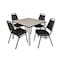 Kee Kee Square Table & Chair Set, Wood, Metal, Vinyl Top, Maple TB3636PLBPCM29BK - alternate 1